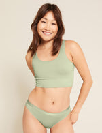 Boody Bamboo Viscose Ribbed Seamless Bra with matching panties in Sage Green Front View