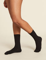 Boody Women's Ribbed Crew Sock in Black Side