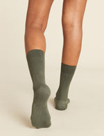 Boody Women's Ribbed Crew Sock in Moss Green Back