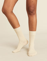 Boody Women's Ribbed Crew Sock in Oatmeal Front