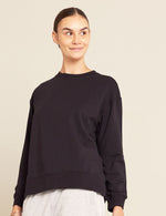 Boody Bamboo Womens Crew Pullover Sweater in Black Front View