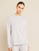 Boody Bamboo Womens Crew Pullover Sweater in Light Grey Marl Front View