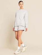 Boody Bamboo Womens Crew Pullover Sweater in Light Grey Marl Front View 2