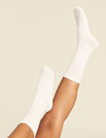 Boody Women's Ribbed Crew Sock in White Front 2
