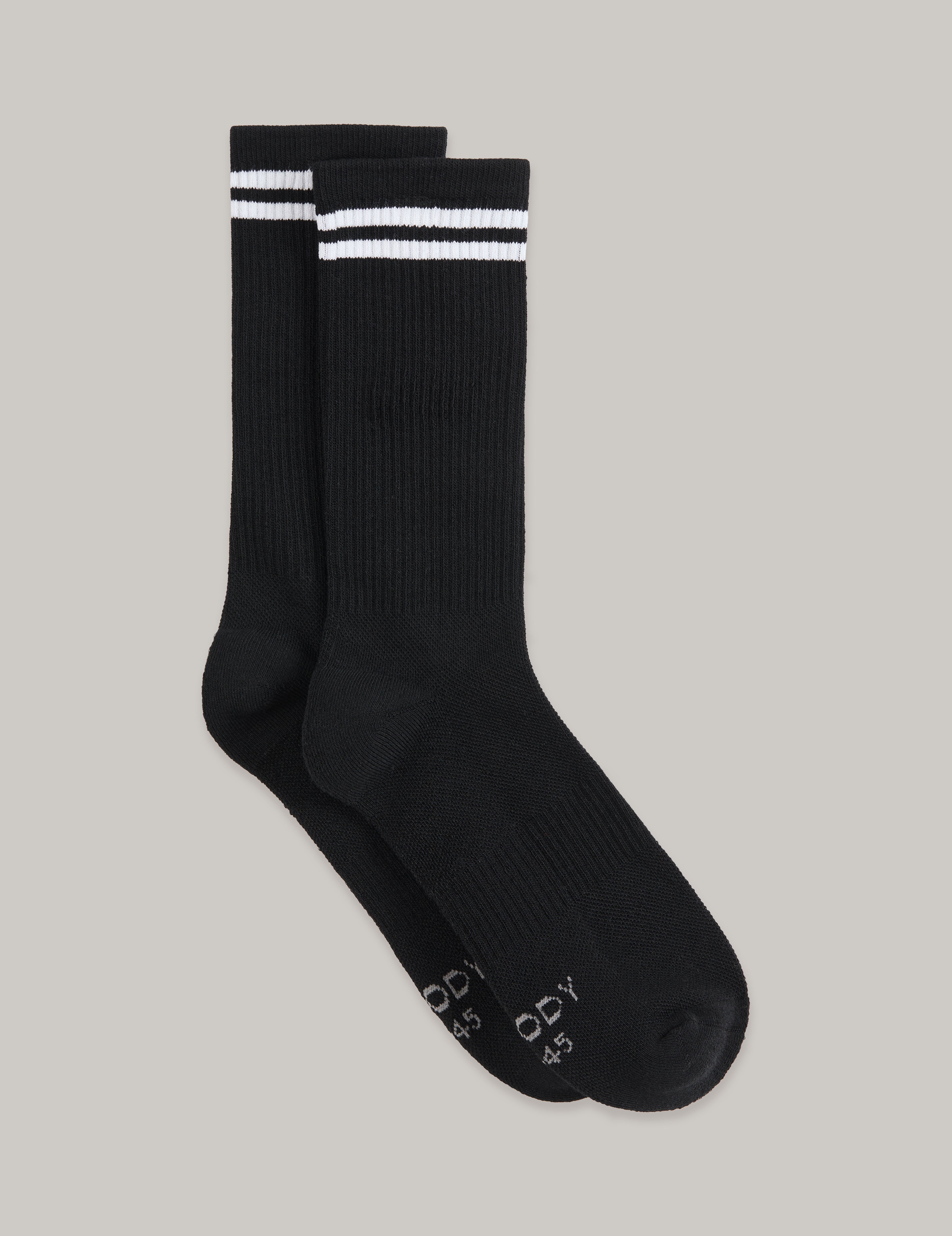 Striped Cushioned Crew Socks - Black/White