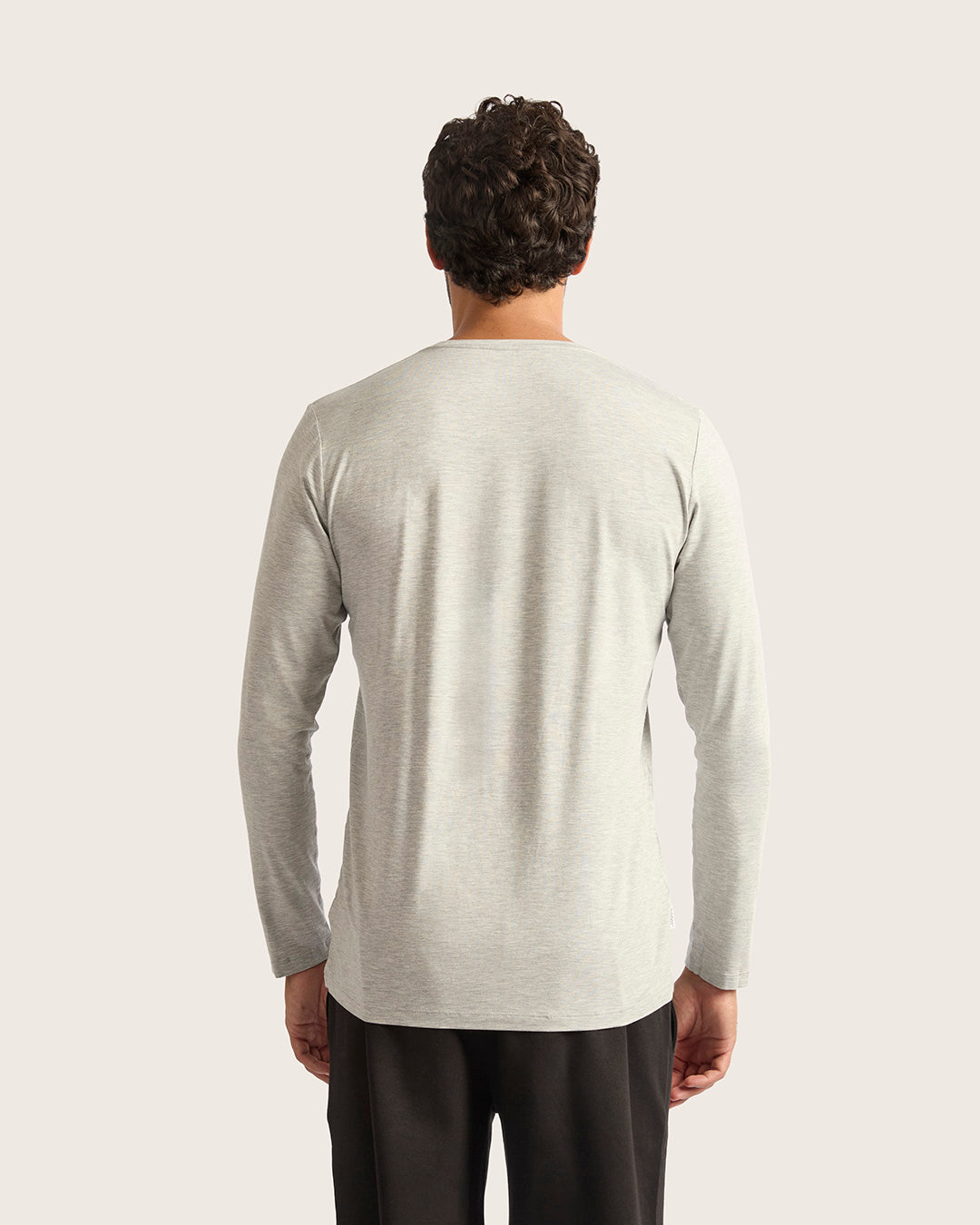 Men's Base Layer Long Sleeve Crew Neck T-Shirt - Light Grey Marl