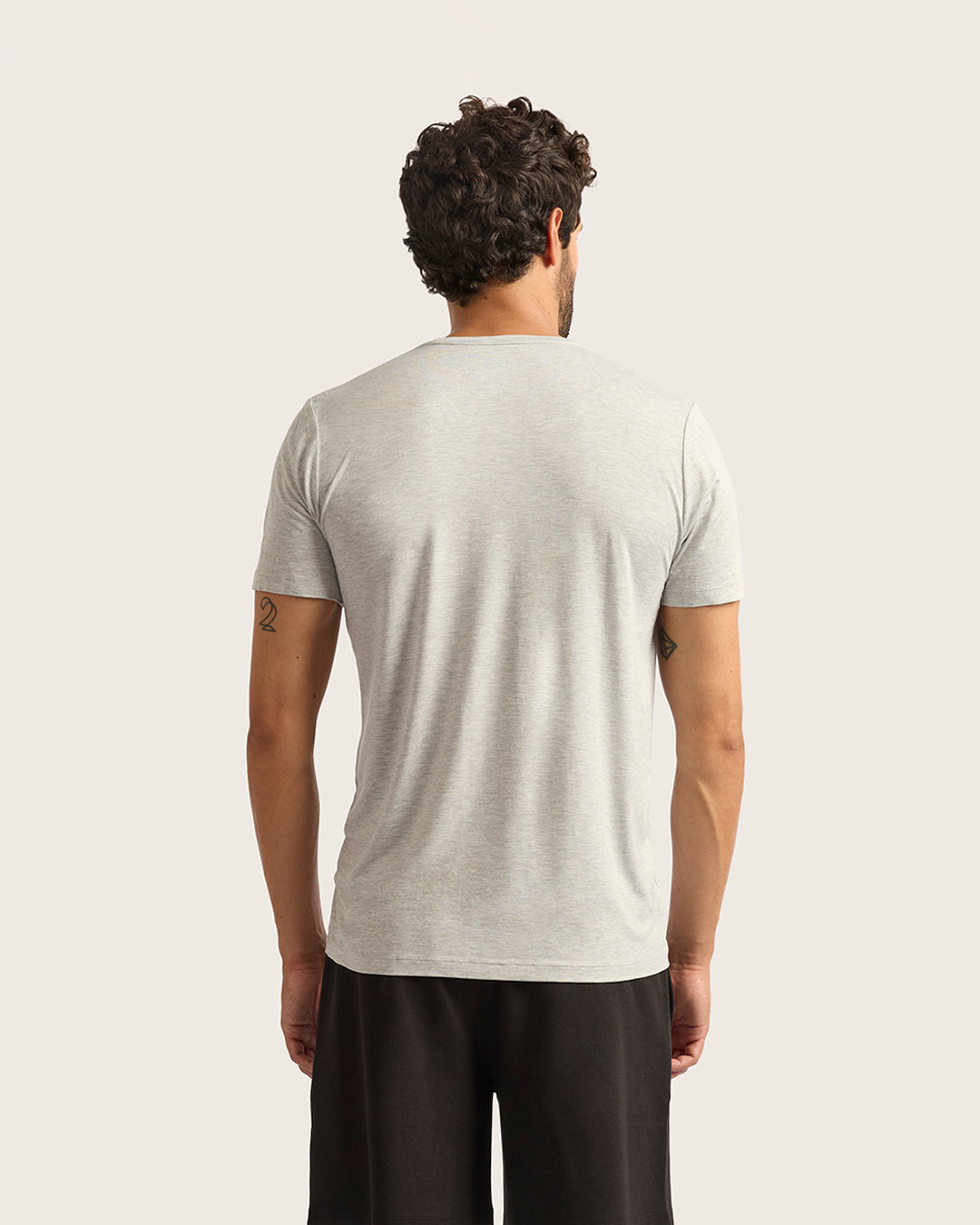Men's Base Layer Crew Neck T-Shirt - Light Grey Marl