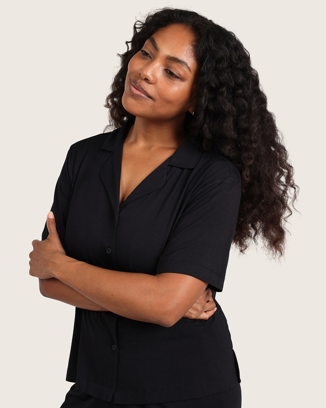 Goodnight Short Sleeve Sleep Shirt - Black