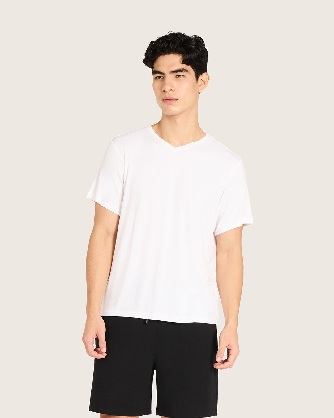 Men's Bamboo Base Layer V-Neck T-Shirt in White – Boody US