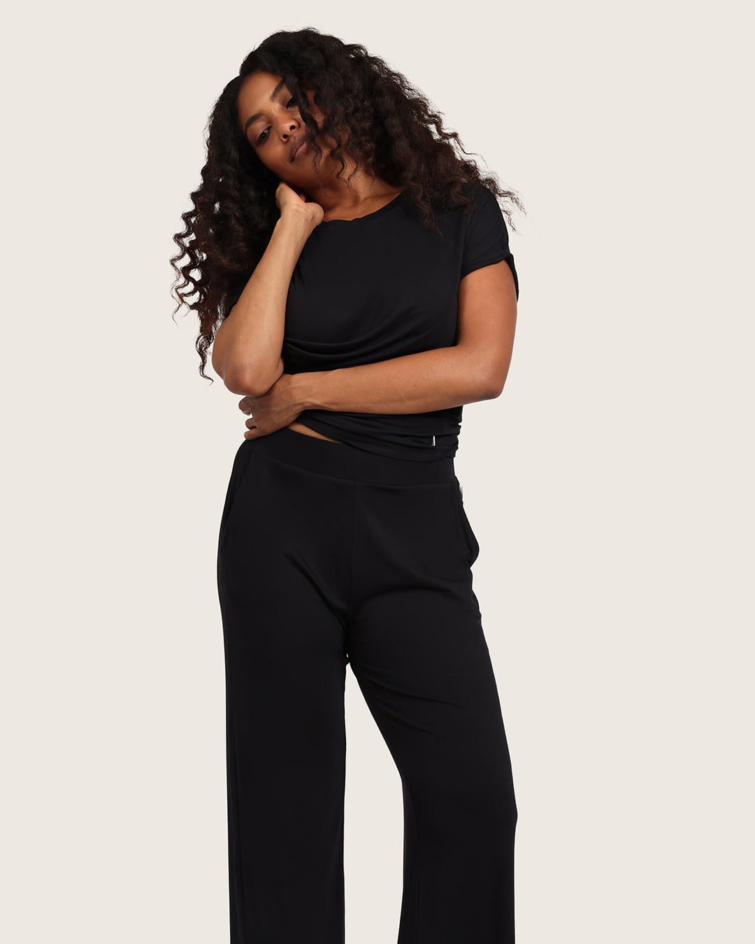 Downtime Wide Leg Lounge Pants - Black
