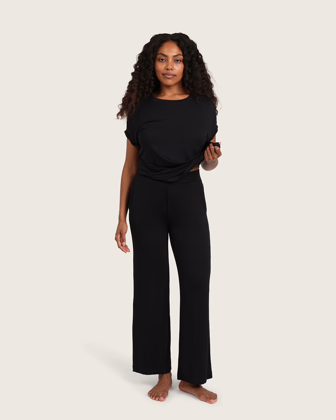 Downtime Wide Leg Lounge Pants - Black