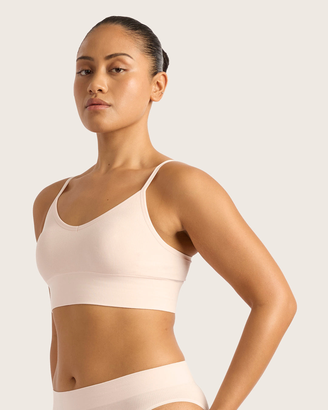LYOLYTE Ribbed Low Back Bralette - Powder Pink