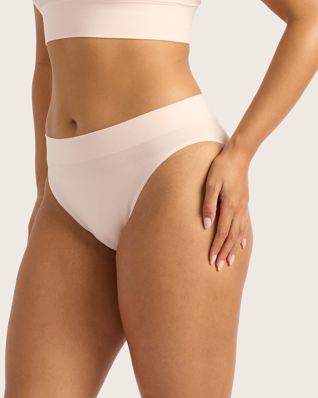 LYOLYTE Ribbed High Leg Briefs - Powder Pink
