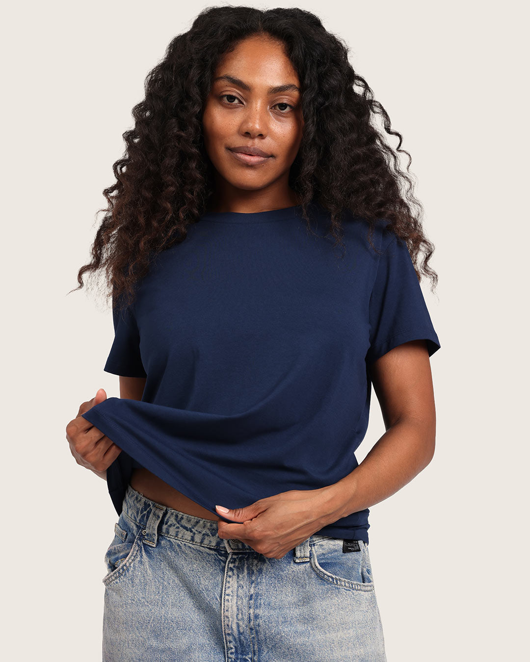 Women's Bamboo Classic Crew Neck T-Shirt in Navy – Boody US