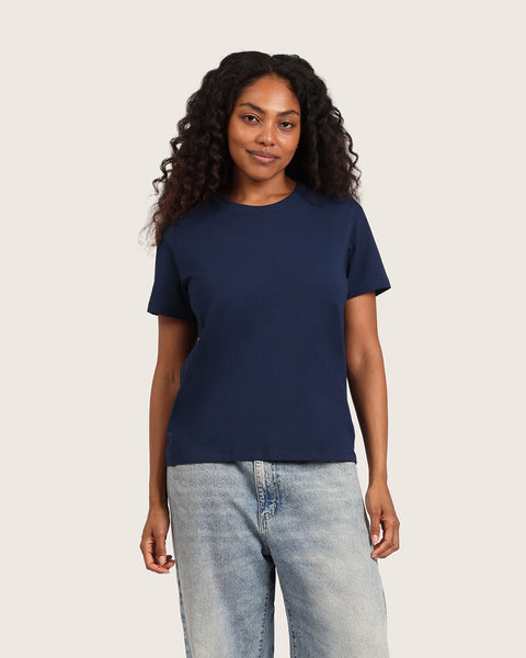 Women's Bamboo Classic Crew Neck T-Shirt in Navy – Boody US