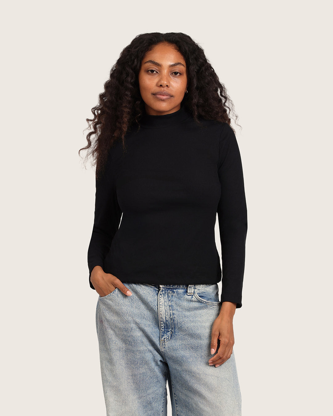 Women's Bamboo Ribbed Turtleneck Top in Black – Boody US