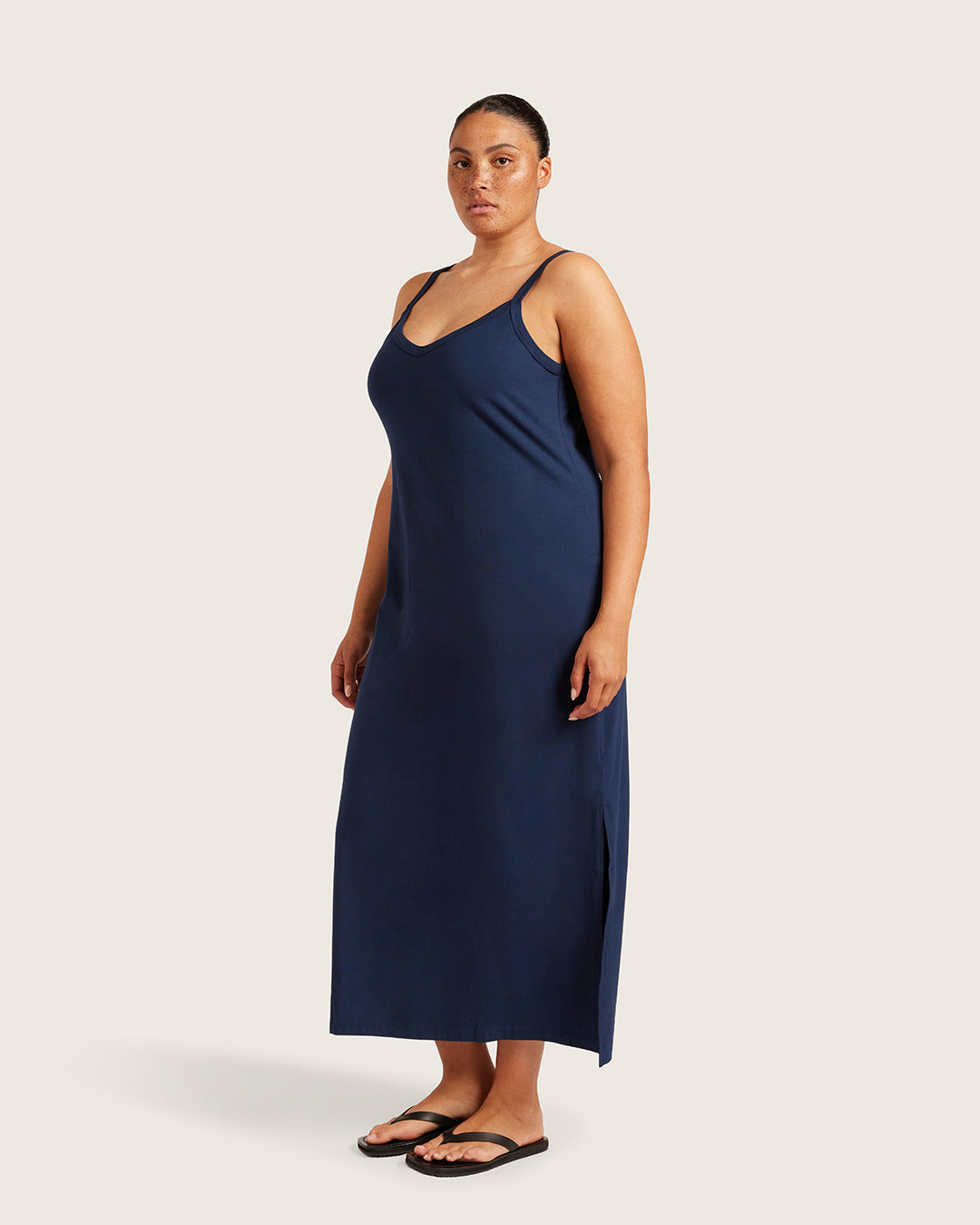 V-Neck Slip Dress - Navy