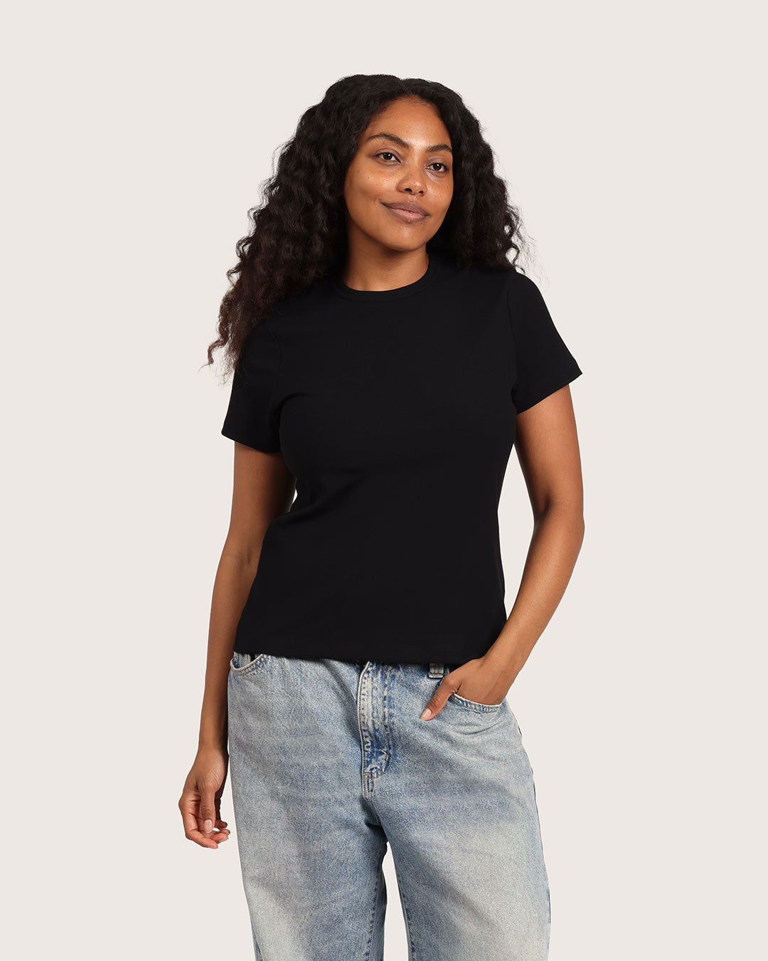 Women's Ribbed Crew Neck T-Shirt