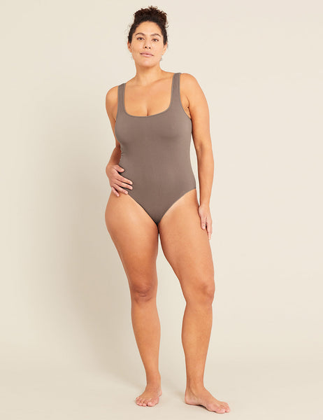 Women's Bamboo Ribbed Square Neck Bodysuit in Taupe – Boody US