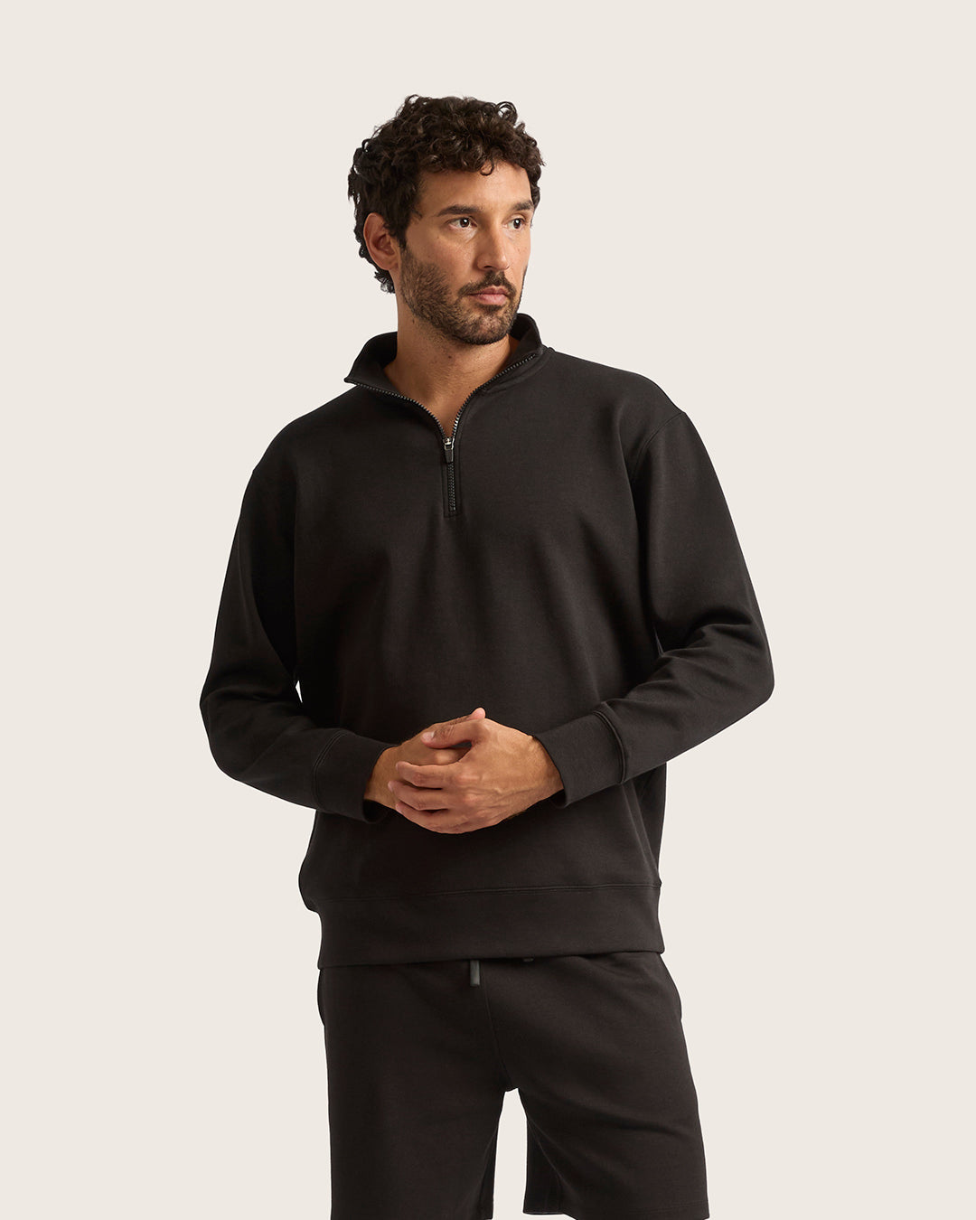Men's Bamboo Quarter Zip Sweater in Black – Boody US