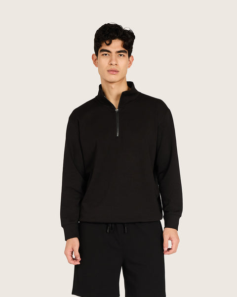 Men's Bamboo Quarter Zip Sweater in Black – Boody US