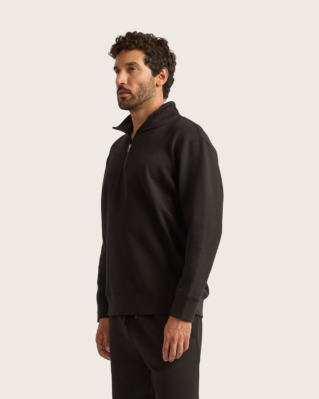Men's Quarter Zip Sweater - Black