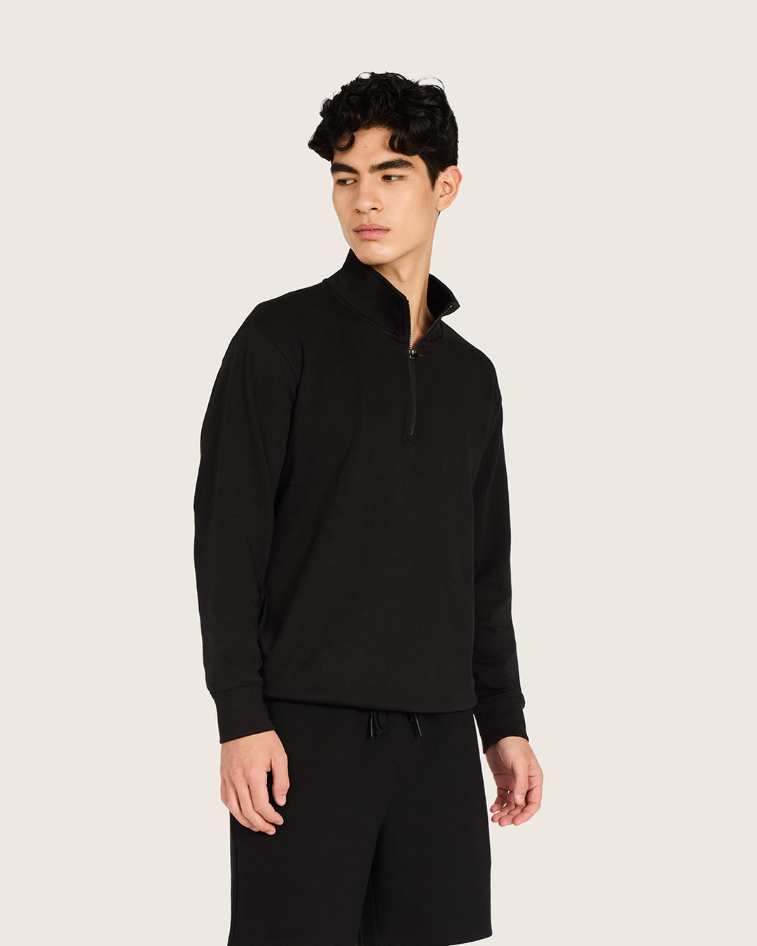 Men's Bamboo Quarter Zip Sweater in Black – Boody US