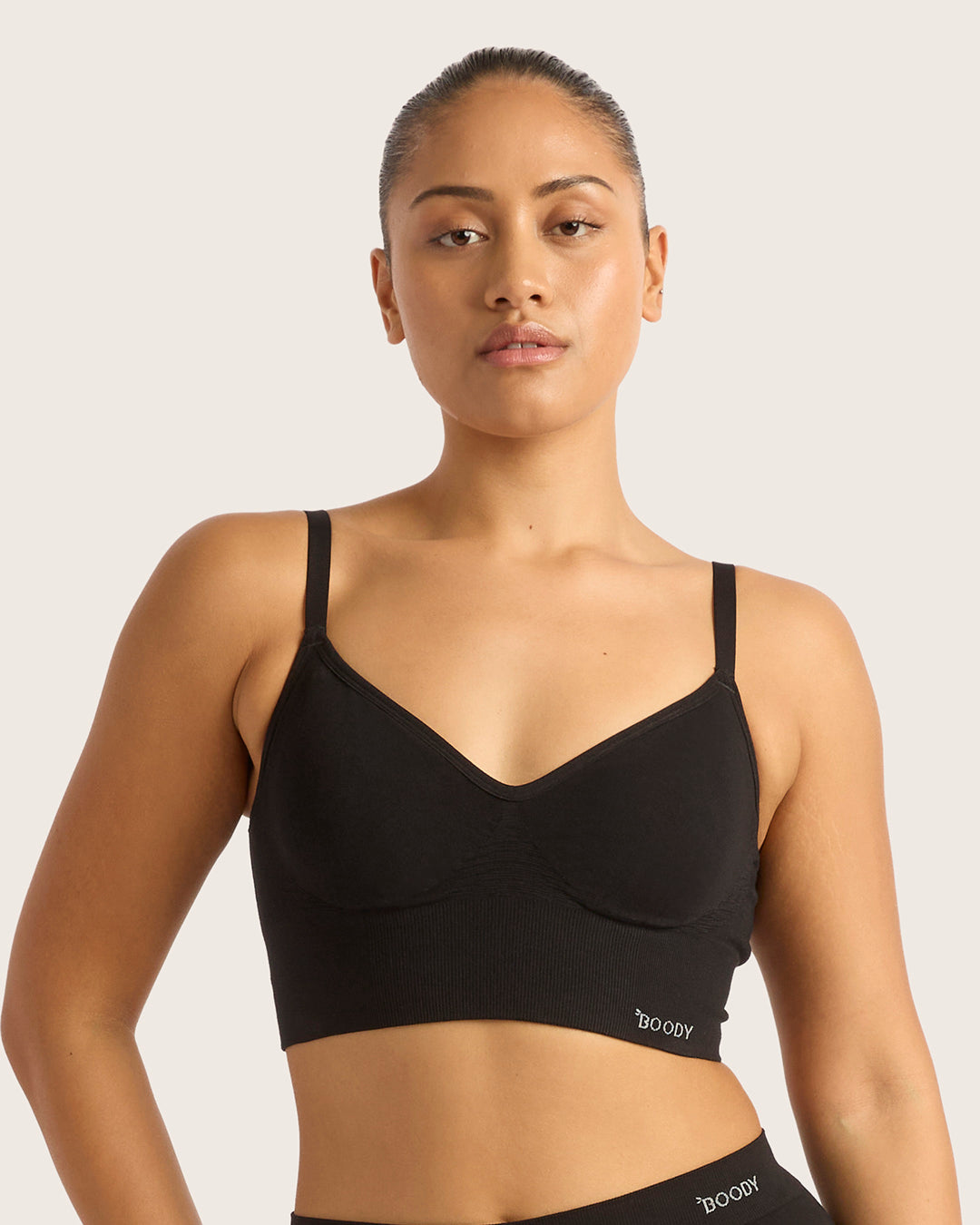 Wireless Low Back Bra - Black