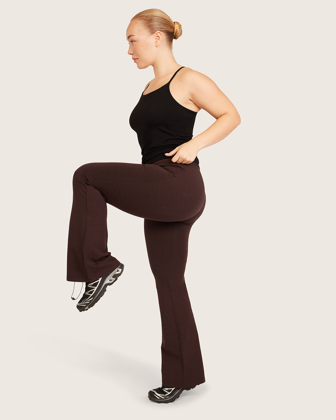 High Waist Flare Pants - Short - Carob