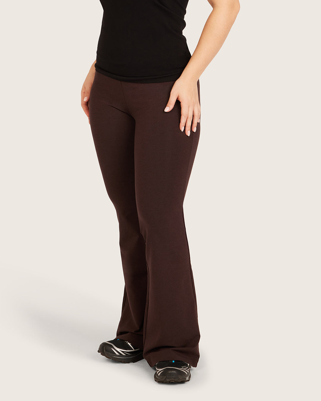 High Waist Flare Pants - Short - Carob