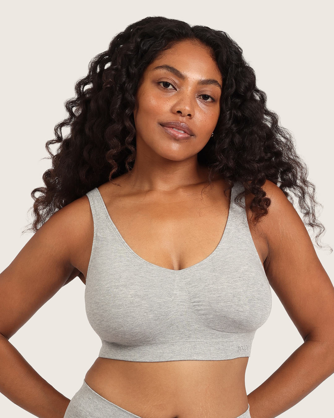 Seamfree Padded Crop Bra - Light Grey Marl