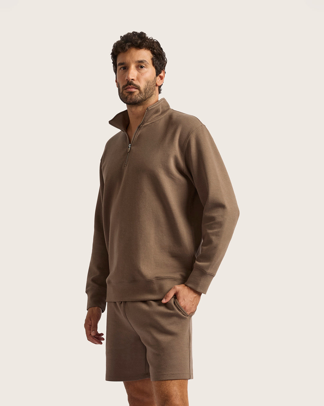 Men's Quarter Zip Sweater - Oyster