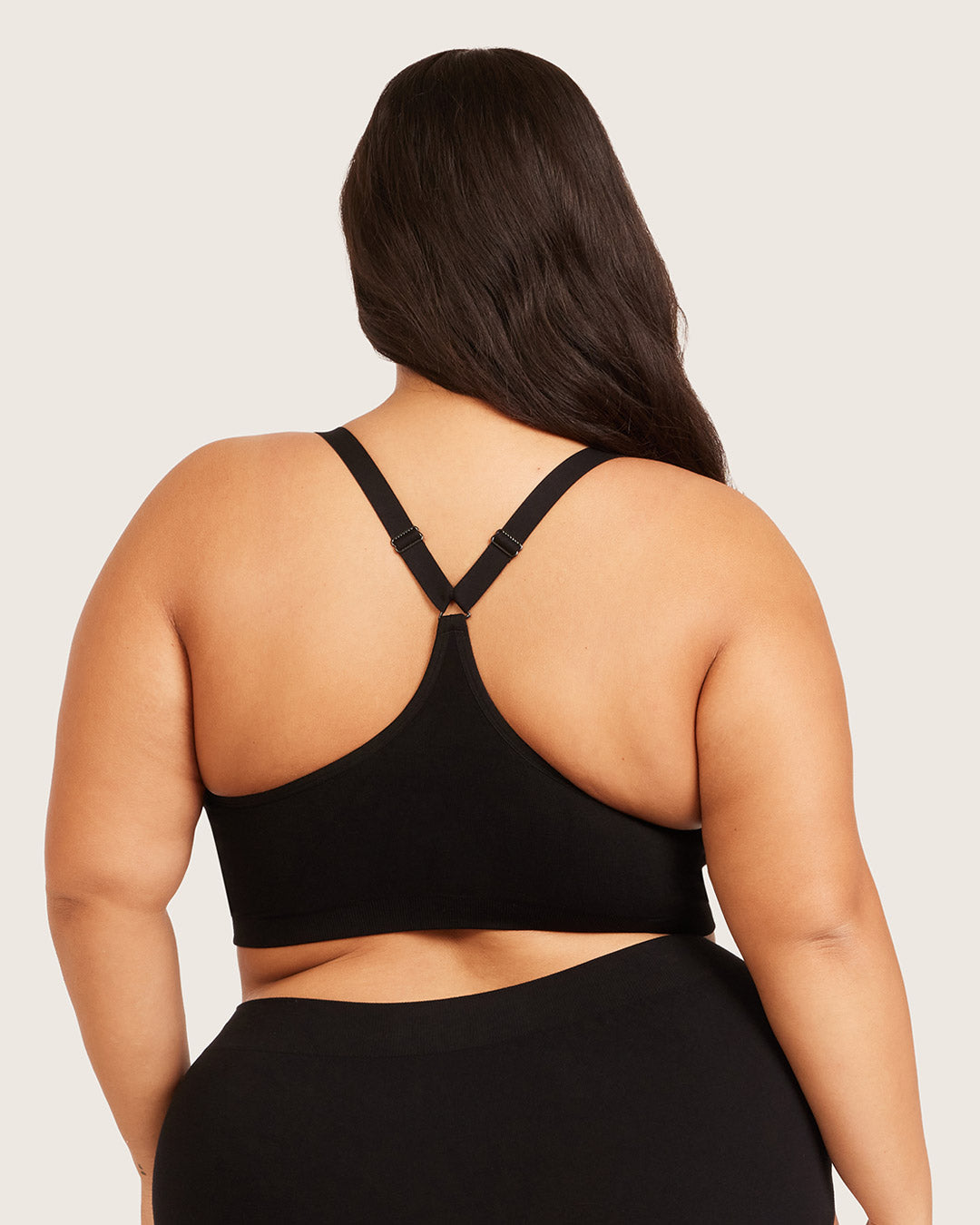 Full Bust Wireless Racerback Bra - Black