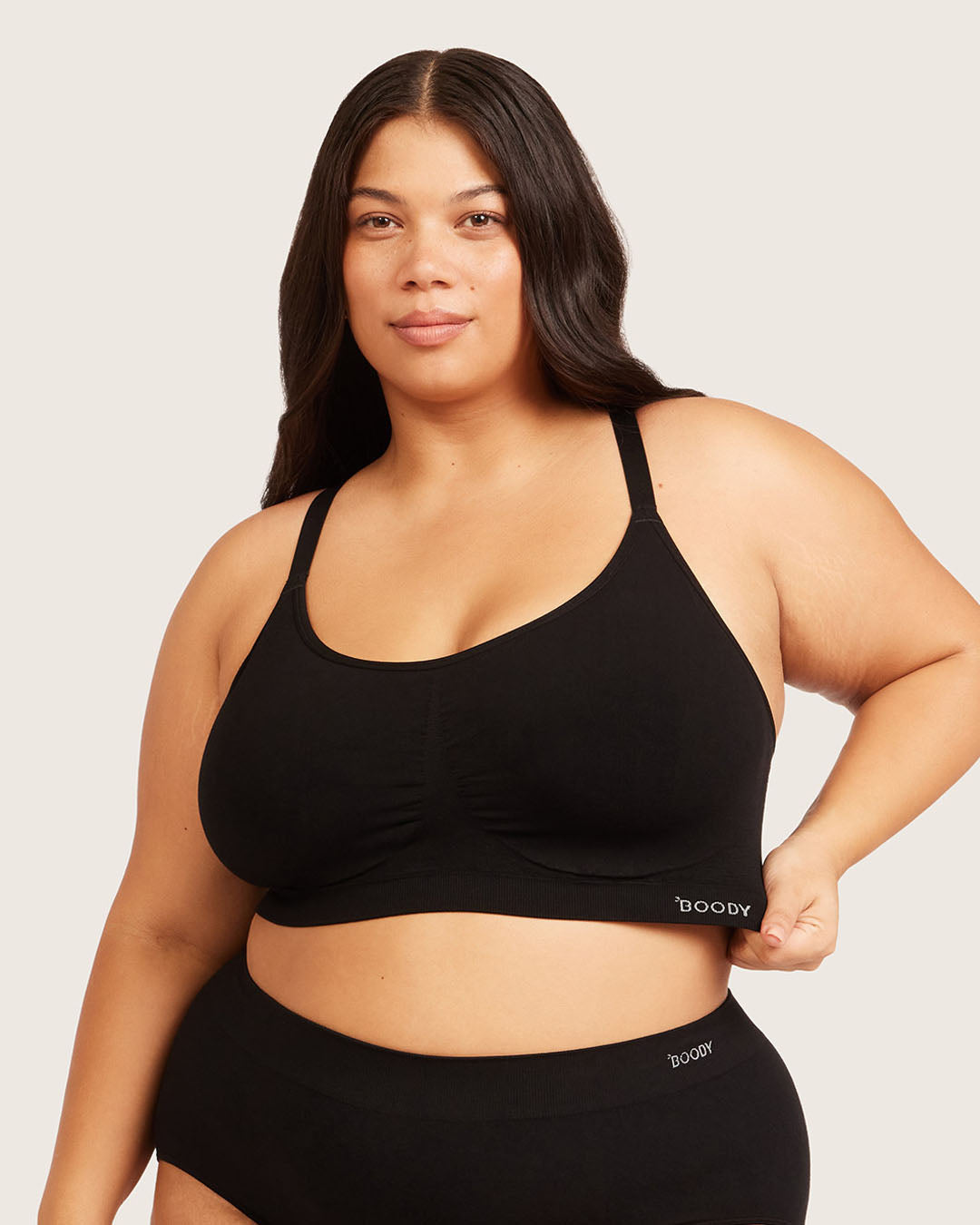 Full Bust Wireless Racerback Bra - Black