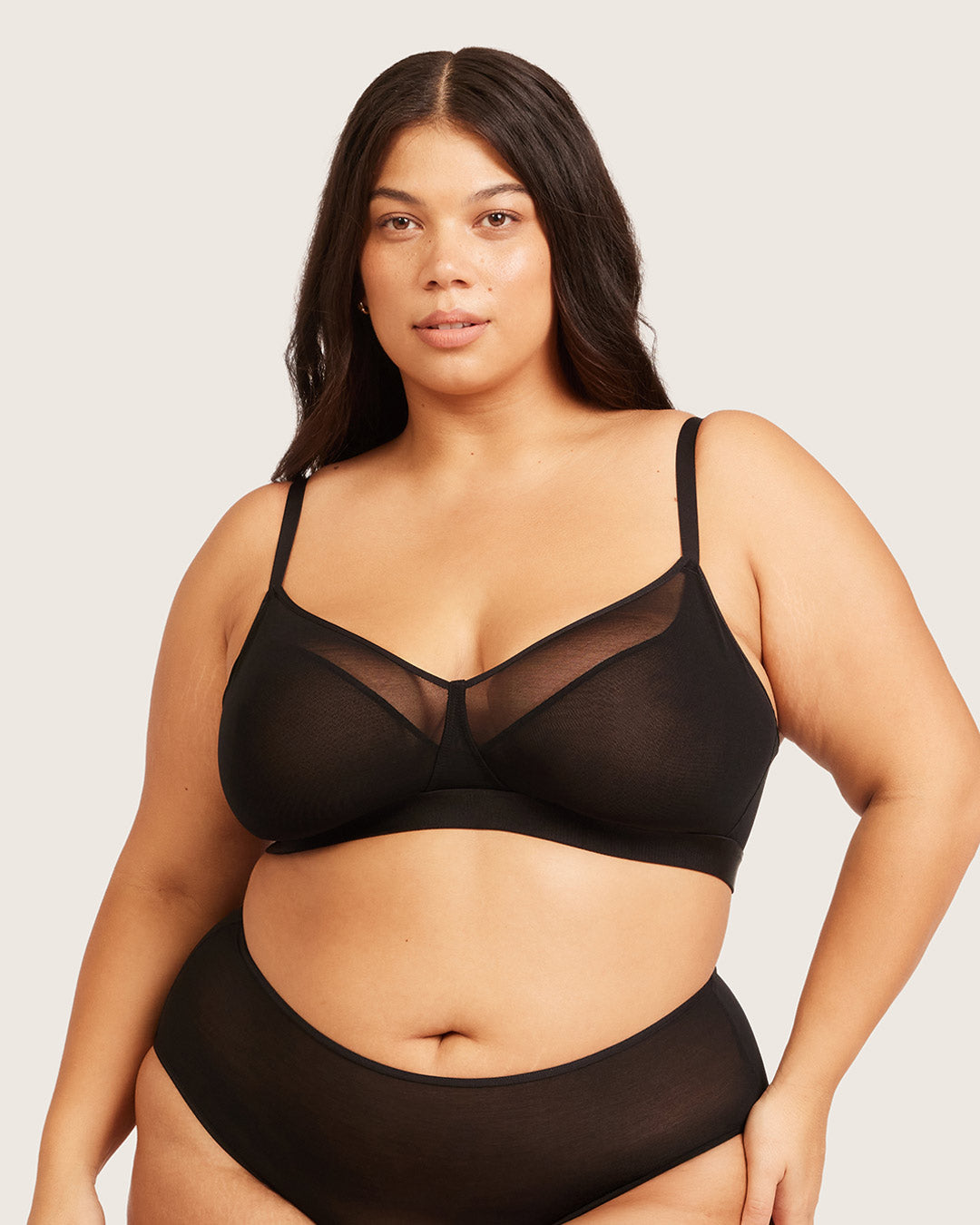 FreeMesh Full Bust Wireless Bra - Black