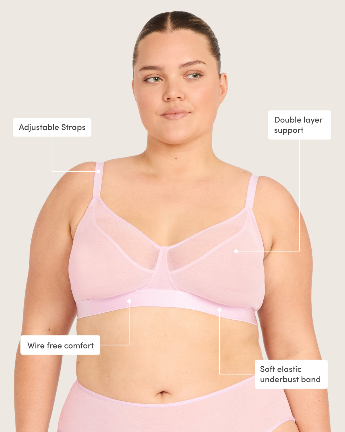 FreeMesh Full Bust Wireless Bra - Pink Sorbet