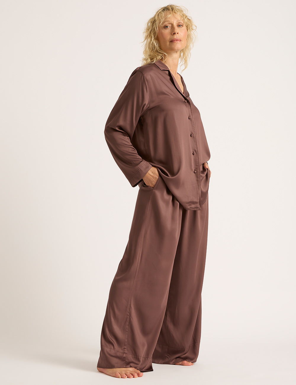 Vegan Silk Wide Leg Pants - Garnet
