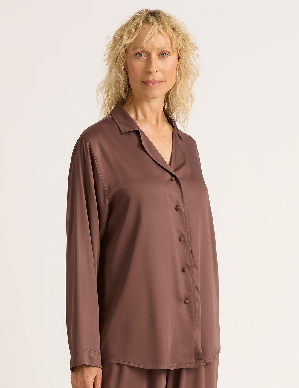 Vegan Silk Long Sleeve Shirt - Garnet