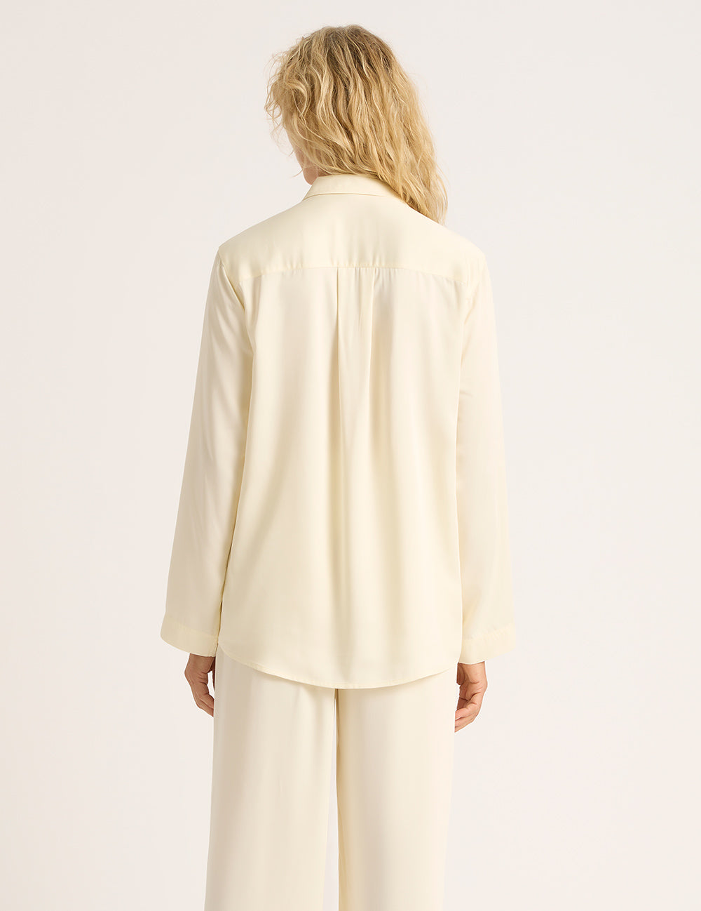 Vegan Silk Long Sleeve Shirt - Pearl