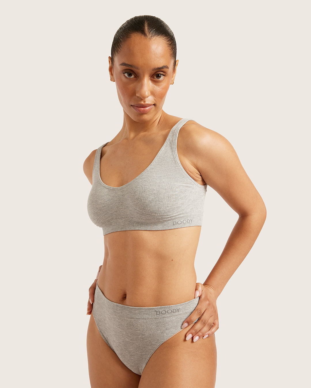 Seamfree Crop Bra - Light Grey Marl
