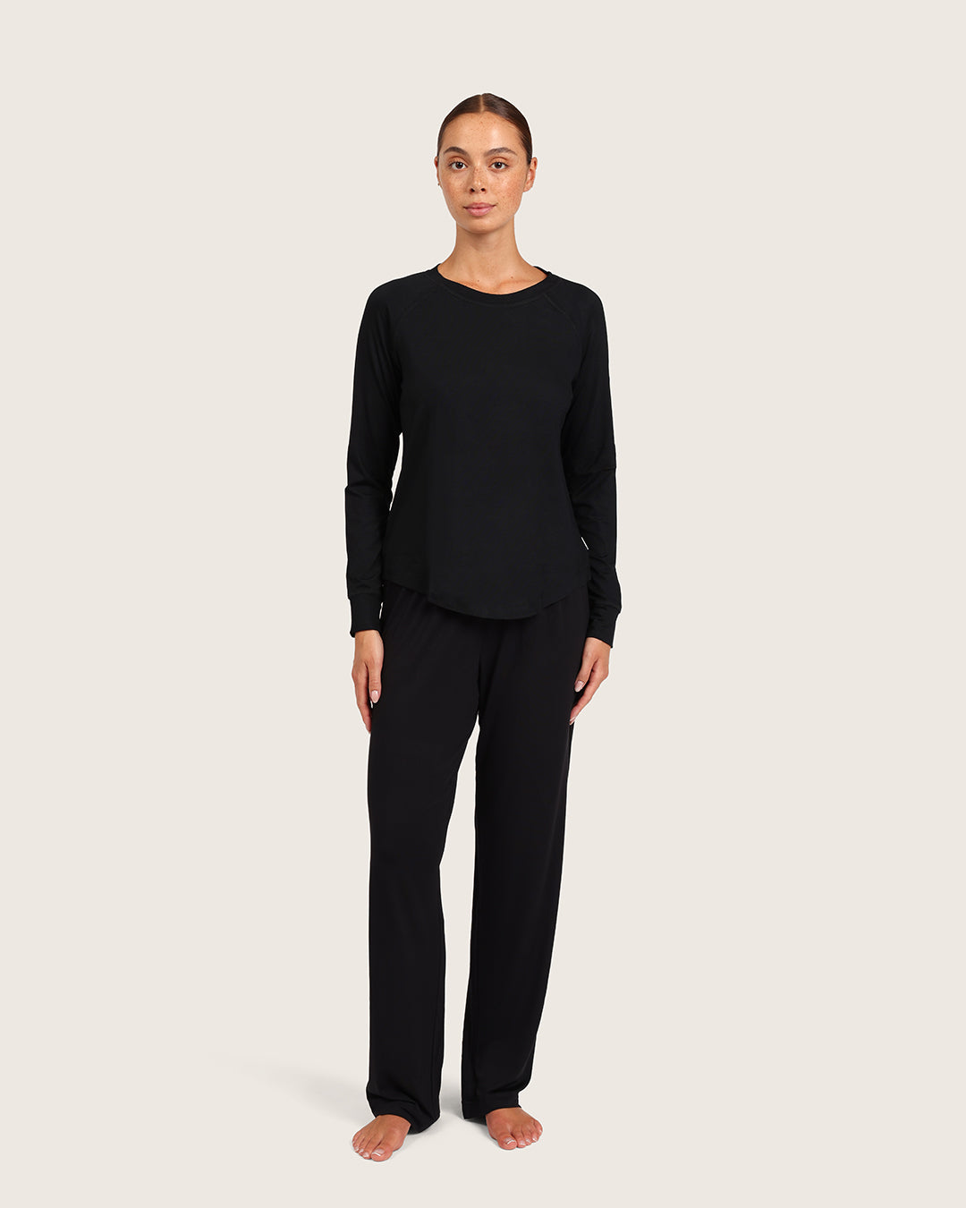 Goodnight Raglan Sleep Top - Black