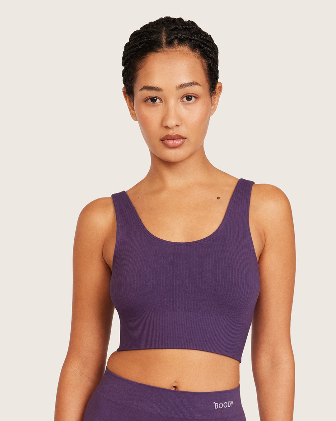Ribbed Seamfree Crop Bamboo Bra in Amethyst – Boody US