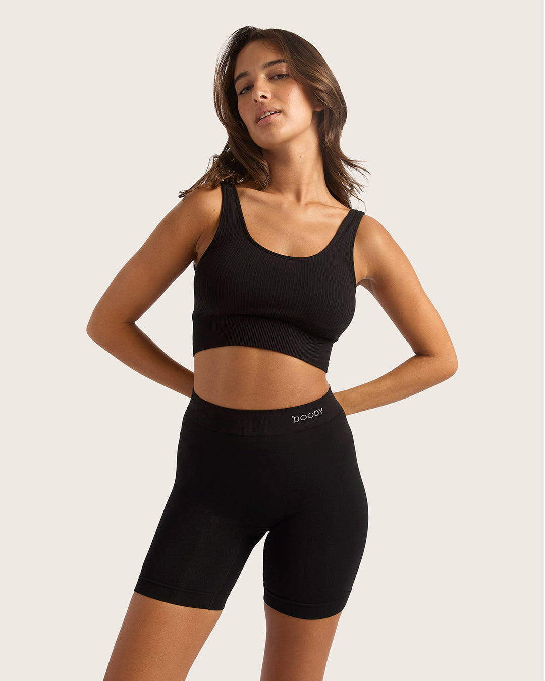 Ribbed Seamfree Crop - Black