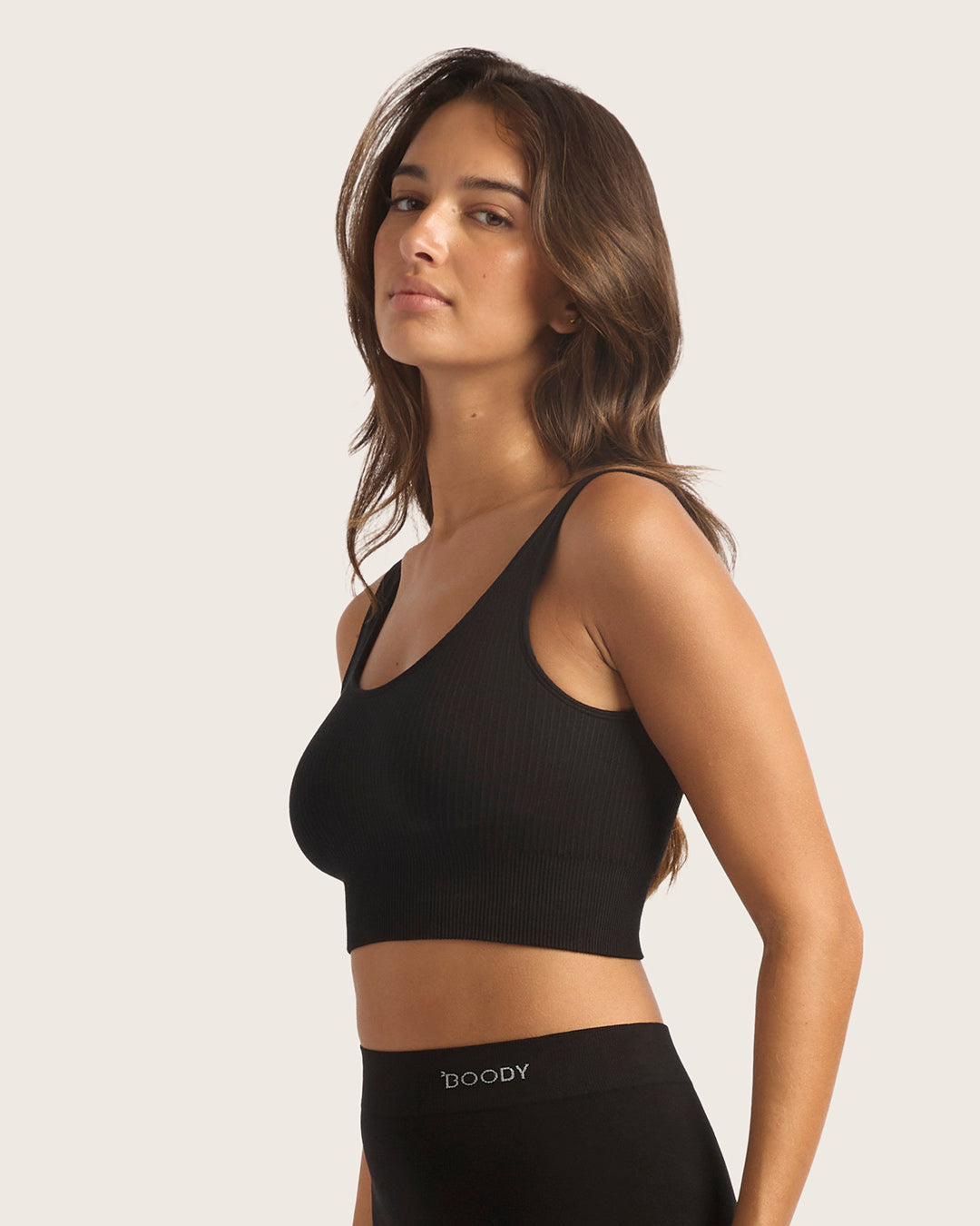 Ribbed Seamfree Crop - Black
