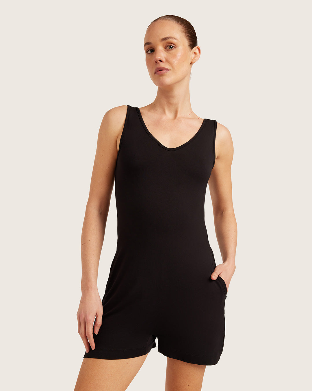 Boody Short Romper - Black / Xs