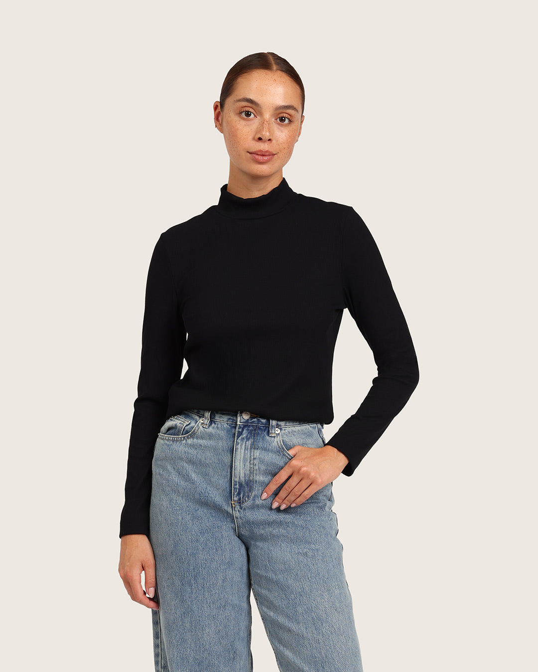 Women's Bamboo Ribbed Turtleneck Top in Black – Boody US