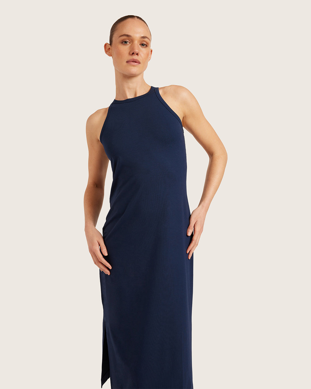 Women's Bamboo Racerback Dress in Navy – Boody US