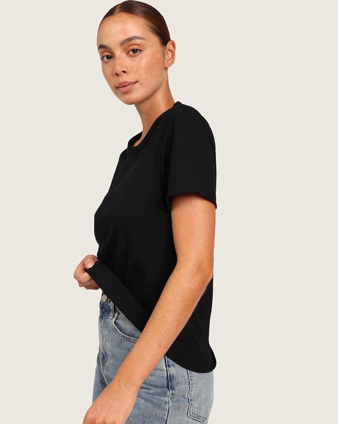 Women's Bamboo Ribbed Crew Neck T-Shirt in Black – Boody US