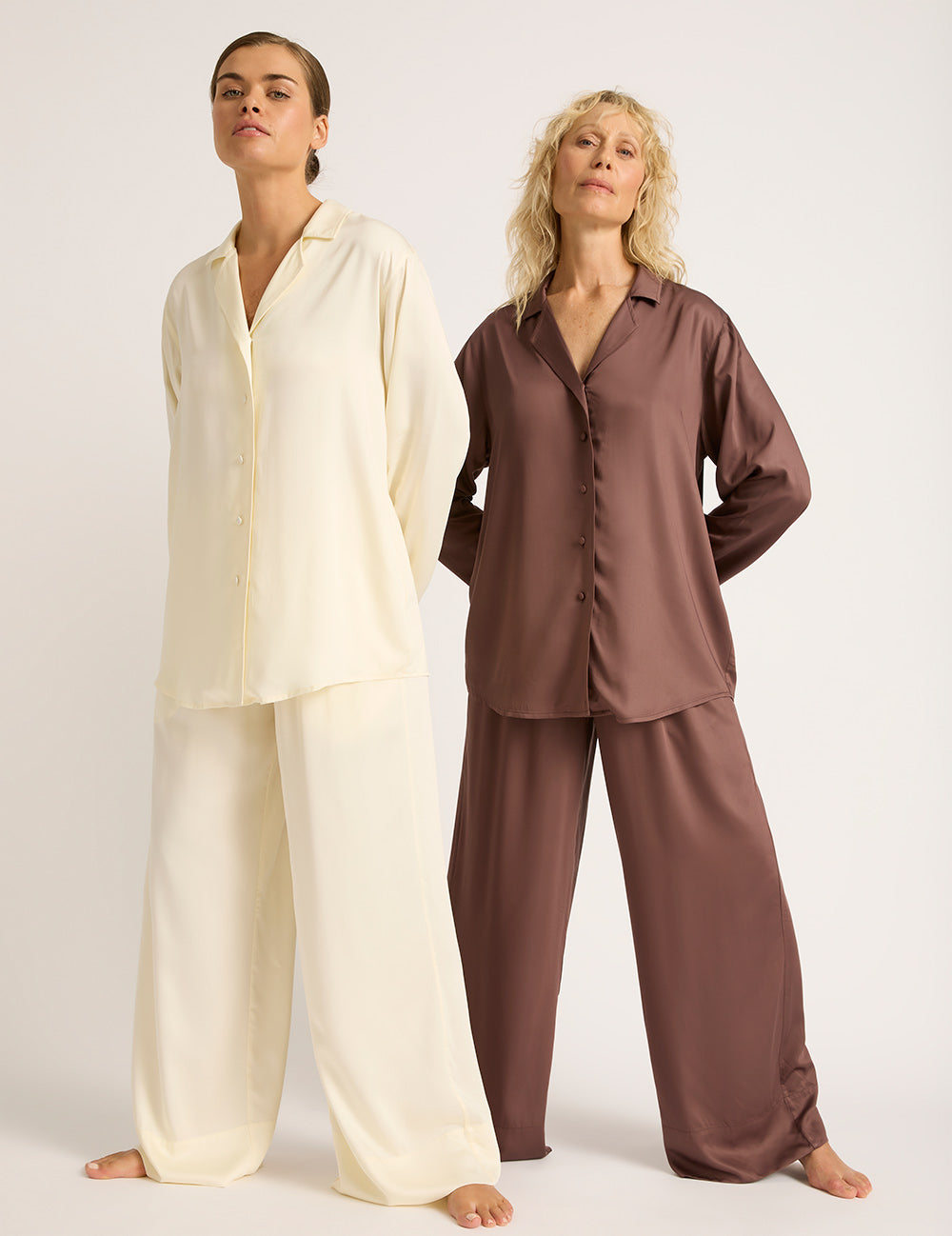 Vegan Silk Wide Leg Pants - Pearl