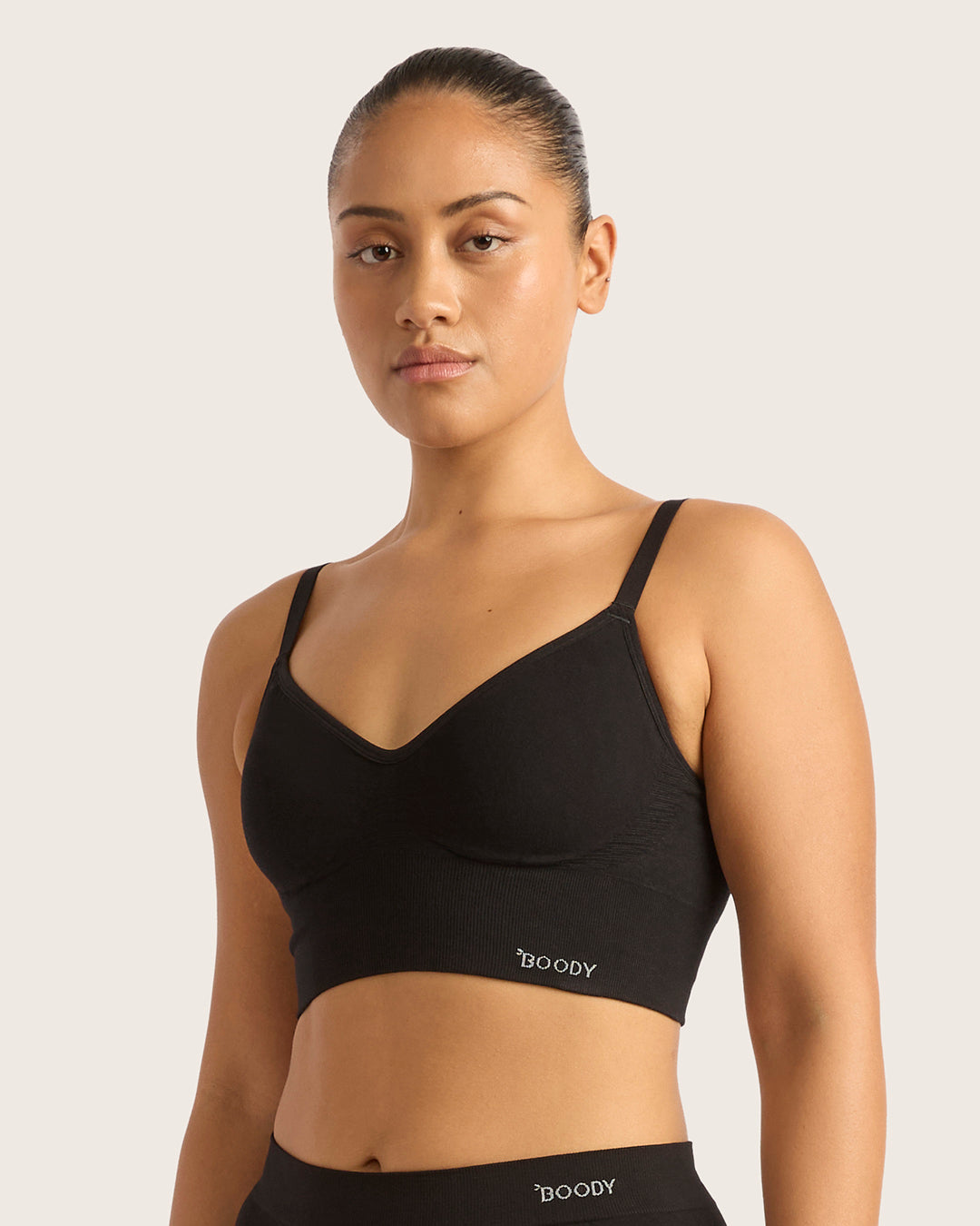 Wireless Low Back Bra - Black
